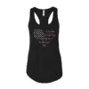 Women's black racerback tank top with 2nd amendment heart flag and 1776 graphic