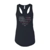 Women's navy racerback tank top with 2nd amendment heart flag and 1776 graphic