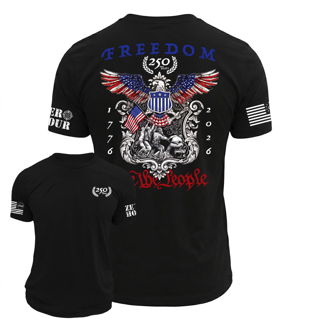 Freedom 250 We The People Patriotic T-Shirt featuring American eagle and 1776-2026 commemorative artwork